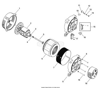 Alternator (104212) Diagram and Parts List for 038017-01  Briggs and Stratton Generator